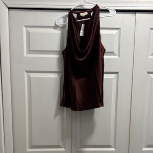 LOFT Rich Brown Cowl Neck Blouse